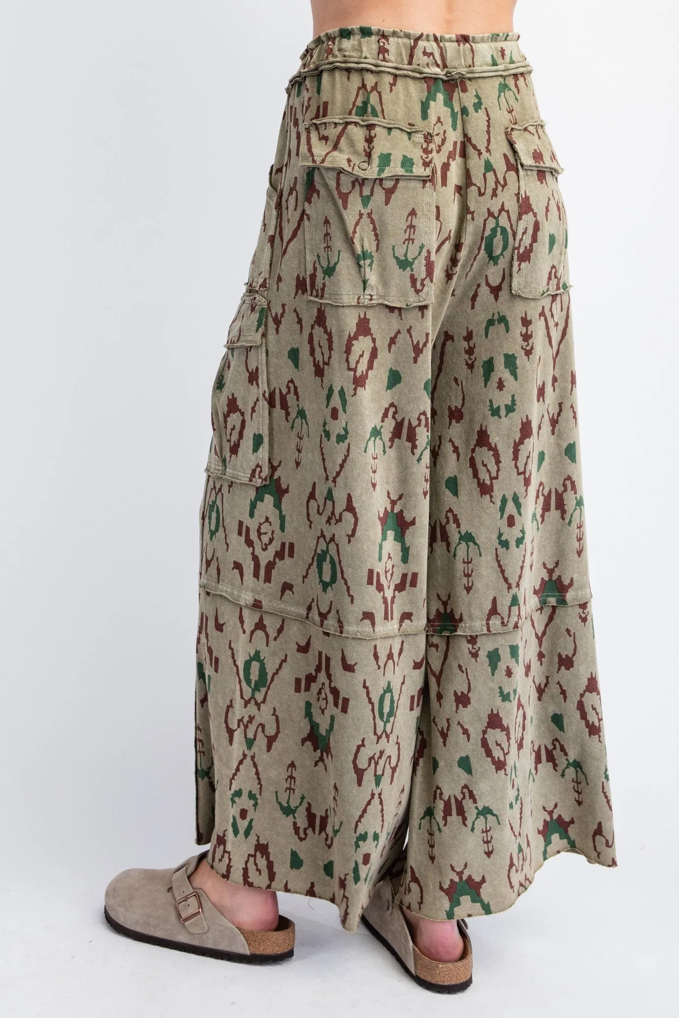 Ethnic Printed Mineral Cargo Pants** - Final Sale