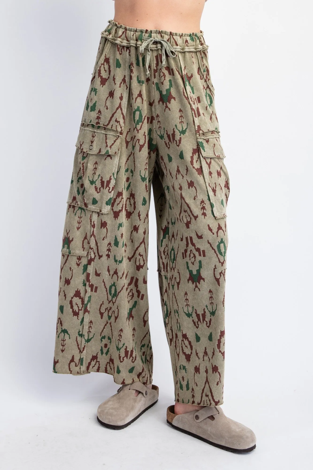 Ethnic Printed Mineral Cargo Pants** - Final Sale