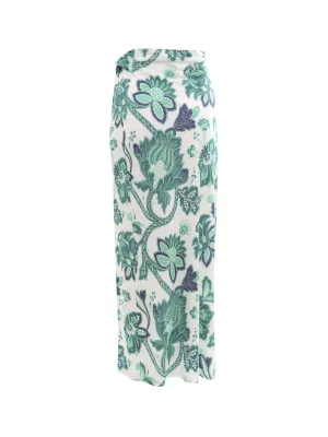 Etro Allover Floral Print Front Slit Midi Skirt
