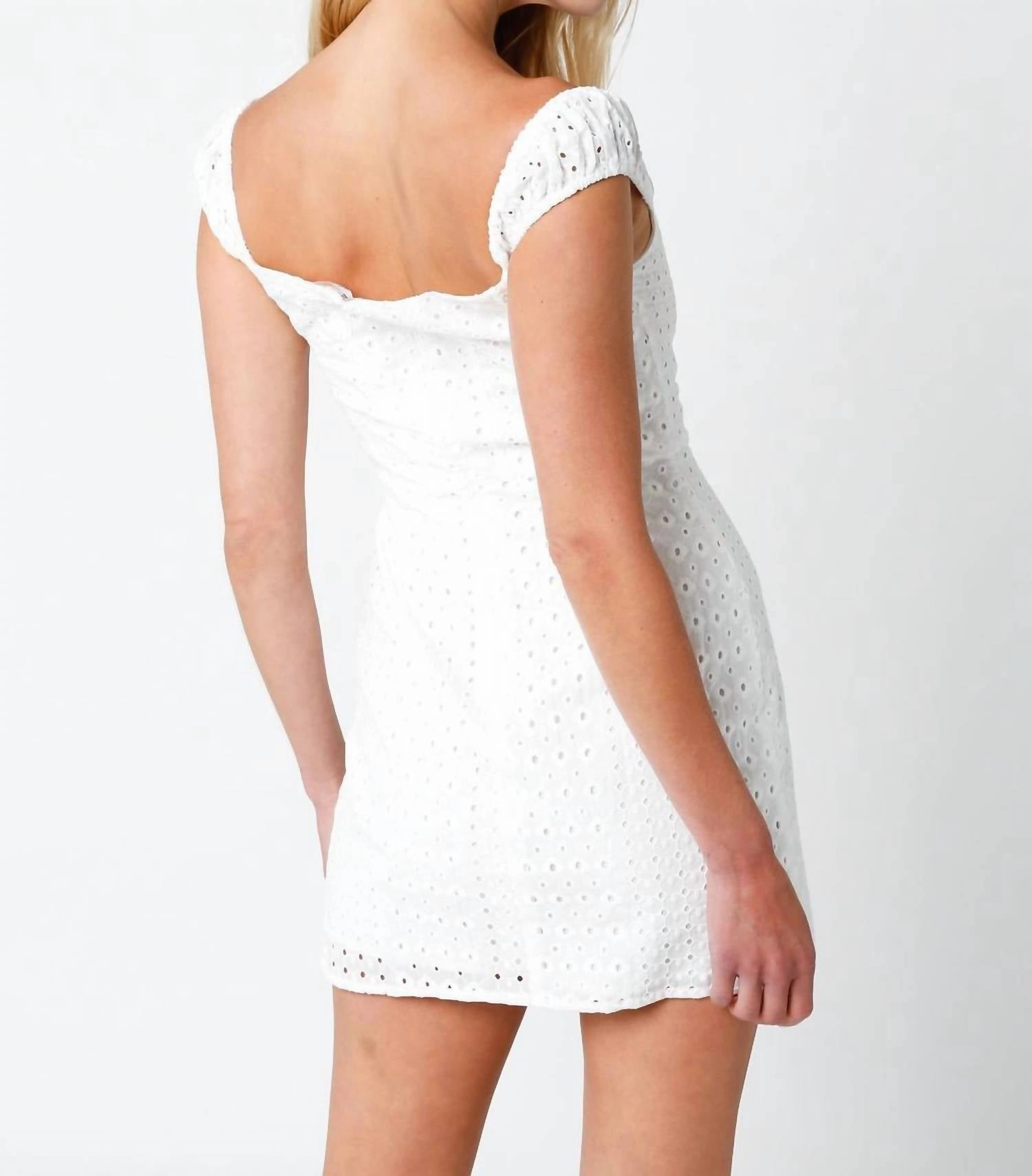 Eyelet Mini Dress In White