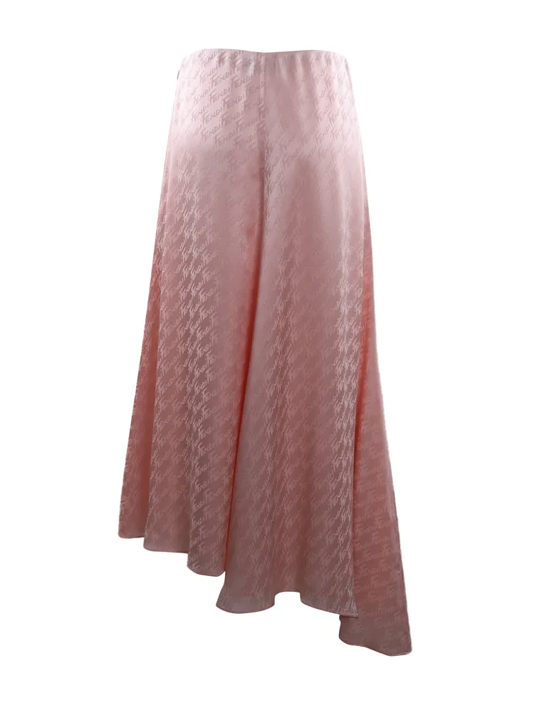 Fendi Asymmetrical Satin Midi Skirt