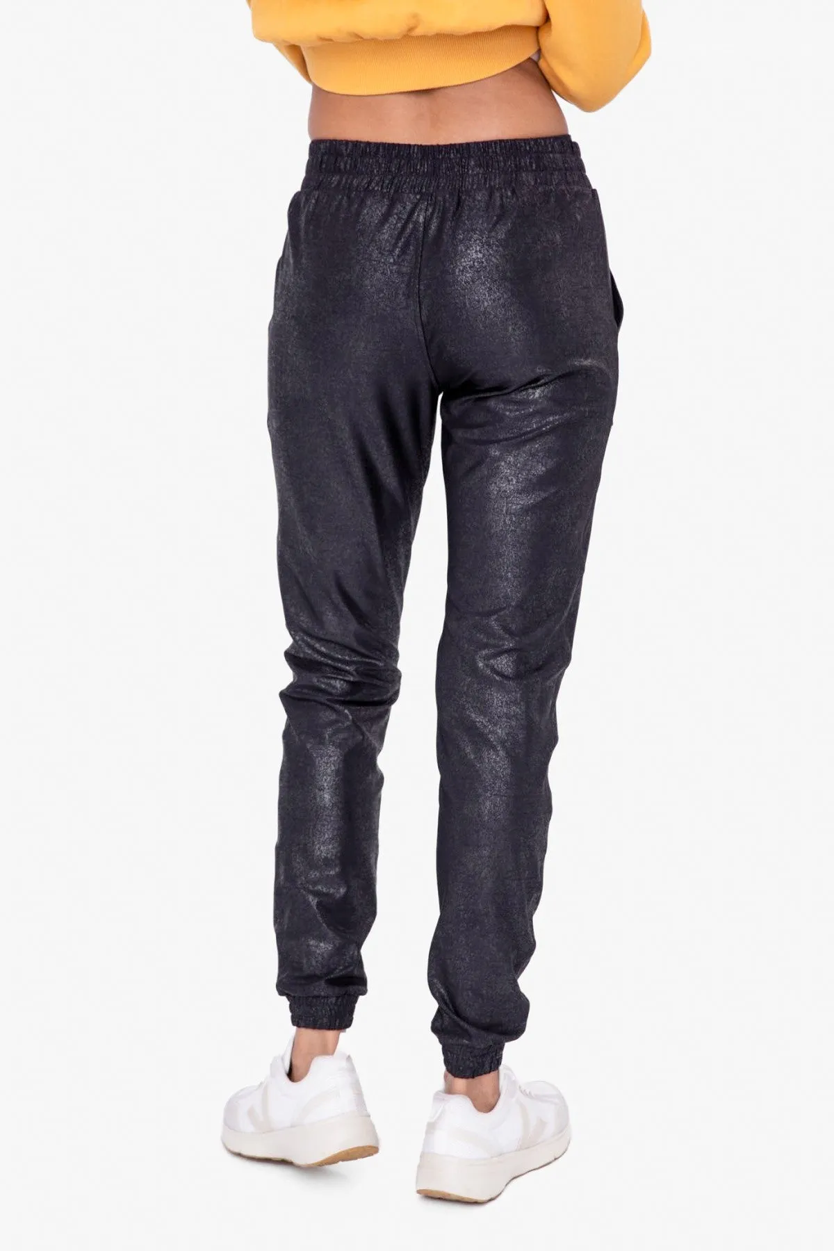 Foil Printed High-Waisted Joggers | Mono B - Final Sale**