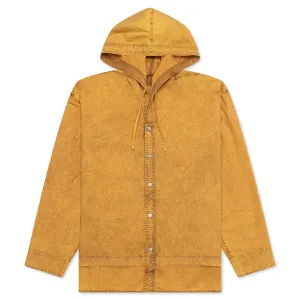 Garment Dyed Hooded Button Up Shirt Fn-Mn-Shir000861 - Yellow/Brown