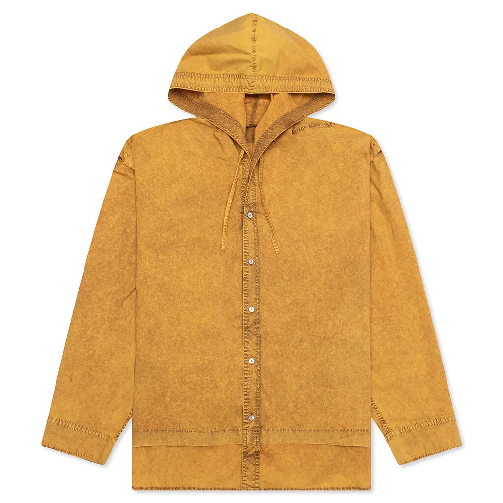 Garment Dyed Hooded Button Up Shirt Fn-Mn-Shir000861 - Yellow/Brown