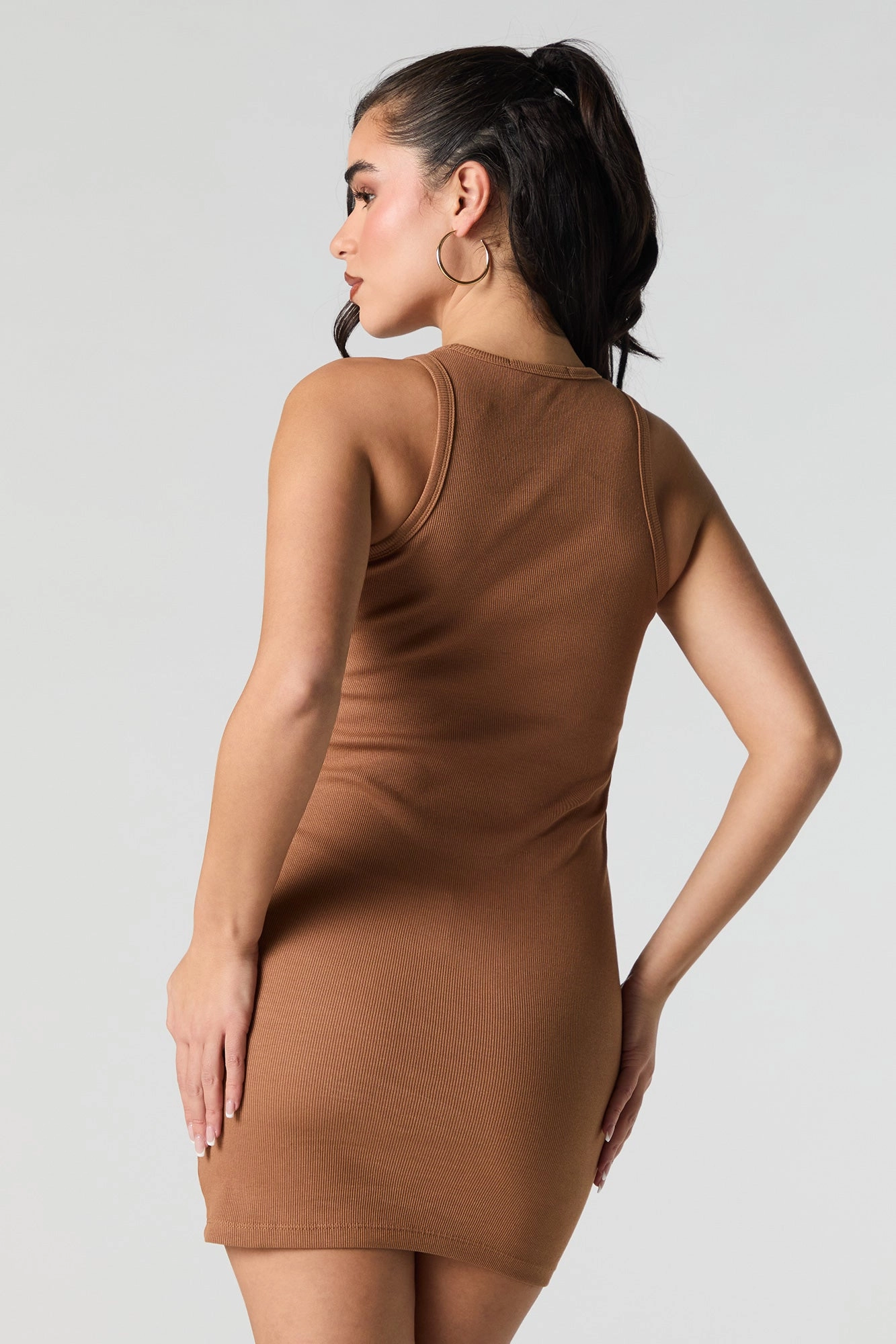Graphic Ribbed Mini Tank Dress
