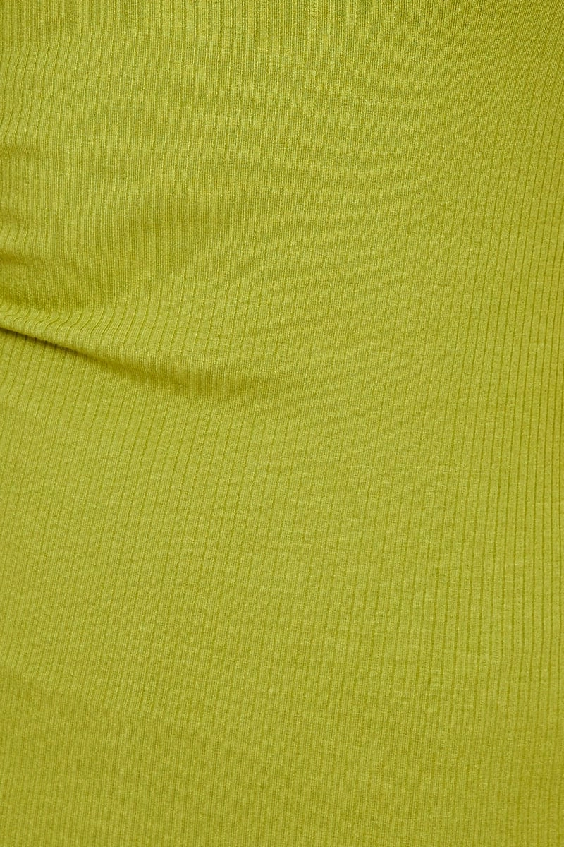 Green Bust Seam Detail Ribbed Bodycon Dress