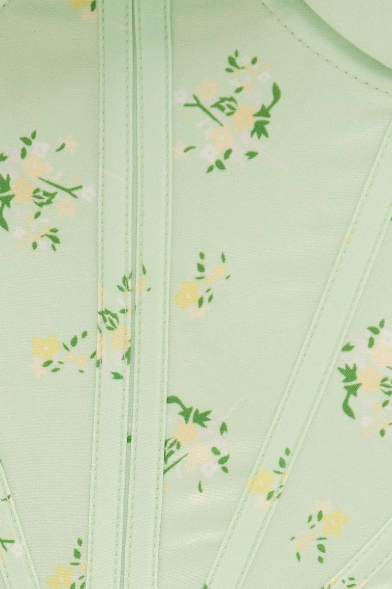 Green Corset Style Crop Top
