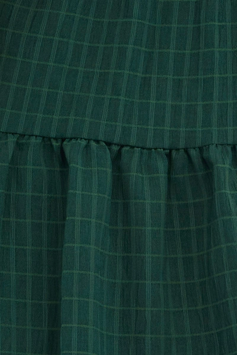 Green Fit And Flare Dress Mini Ruched Bust