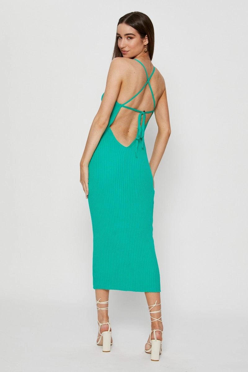 Green Knit Dress Bodycon