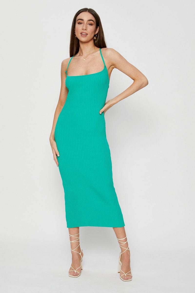Green Knit Dress Bodycon