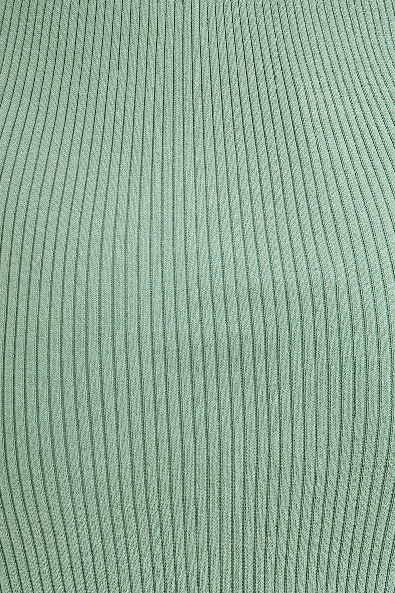 Green Knit Skirt Mini High Rise