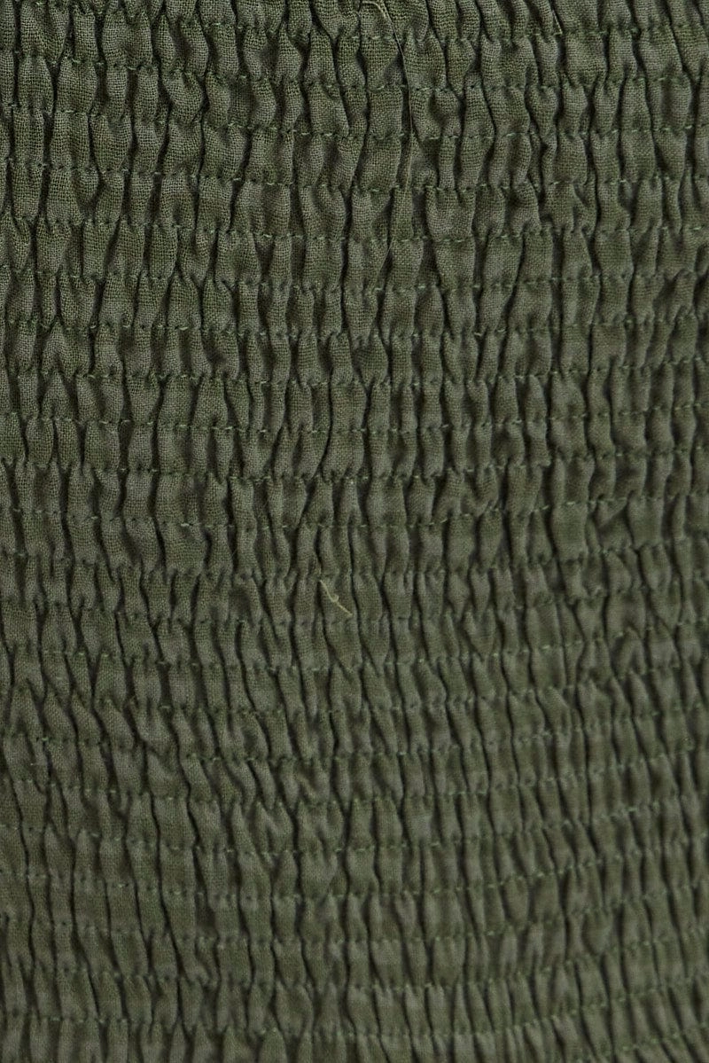 Green Ruched Playsuit Short Sleeve