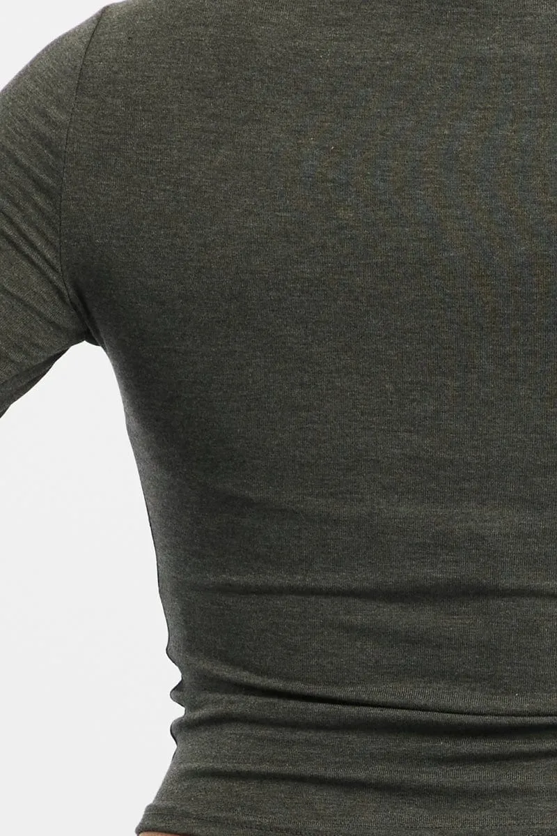 Grey Turtleneck Top Long Sleeve