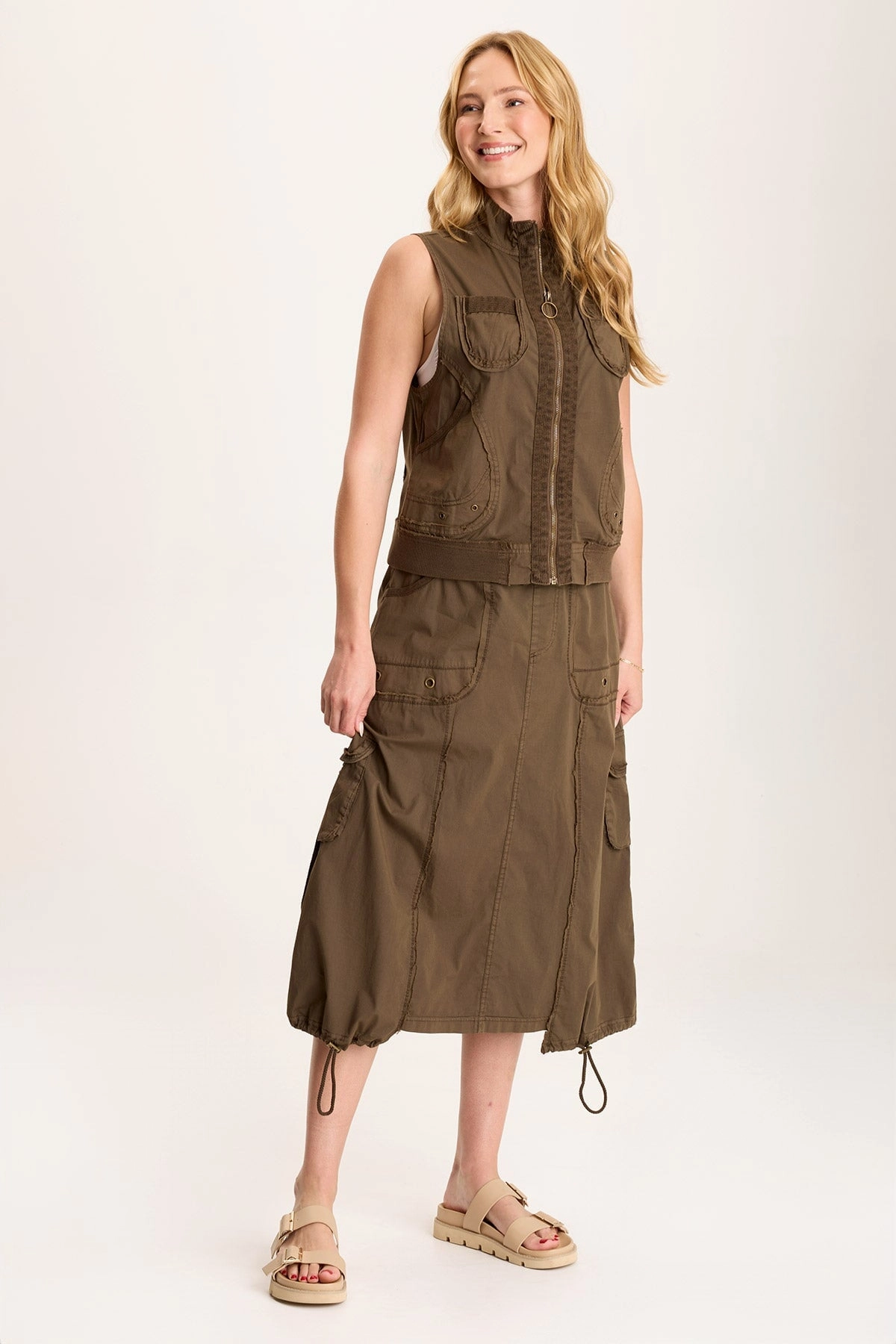 Grindelle Cargo Vest in Poplin and Jersey
