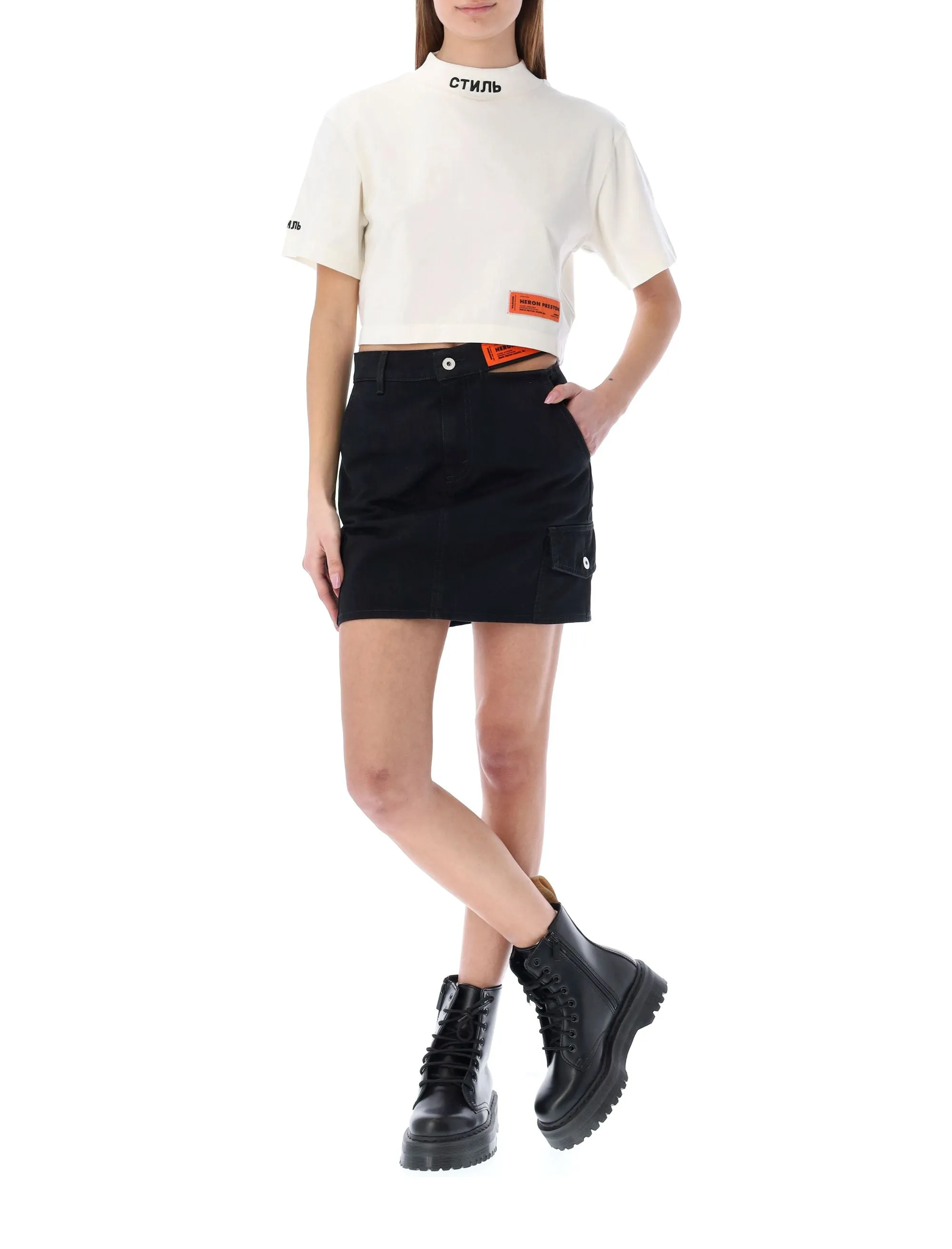 Heron Preston Logo Patch Cut-Out Mini Skirt