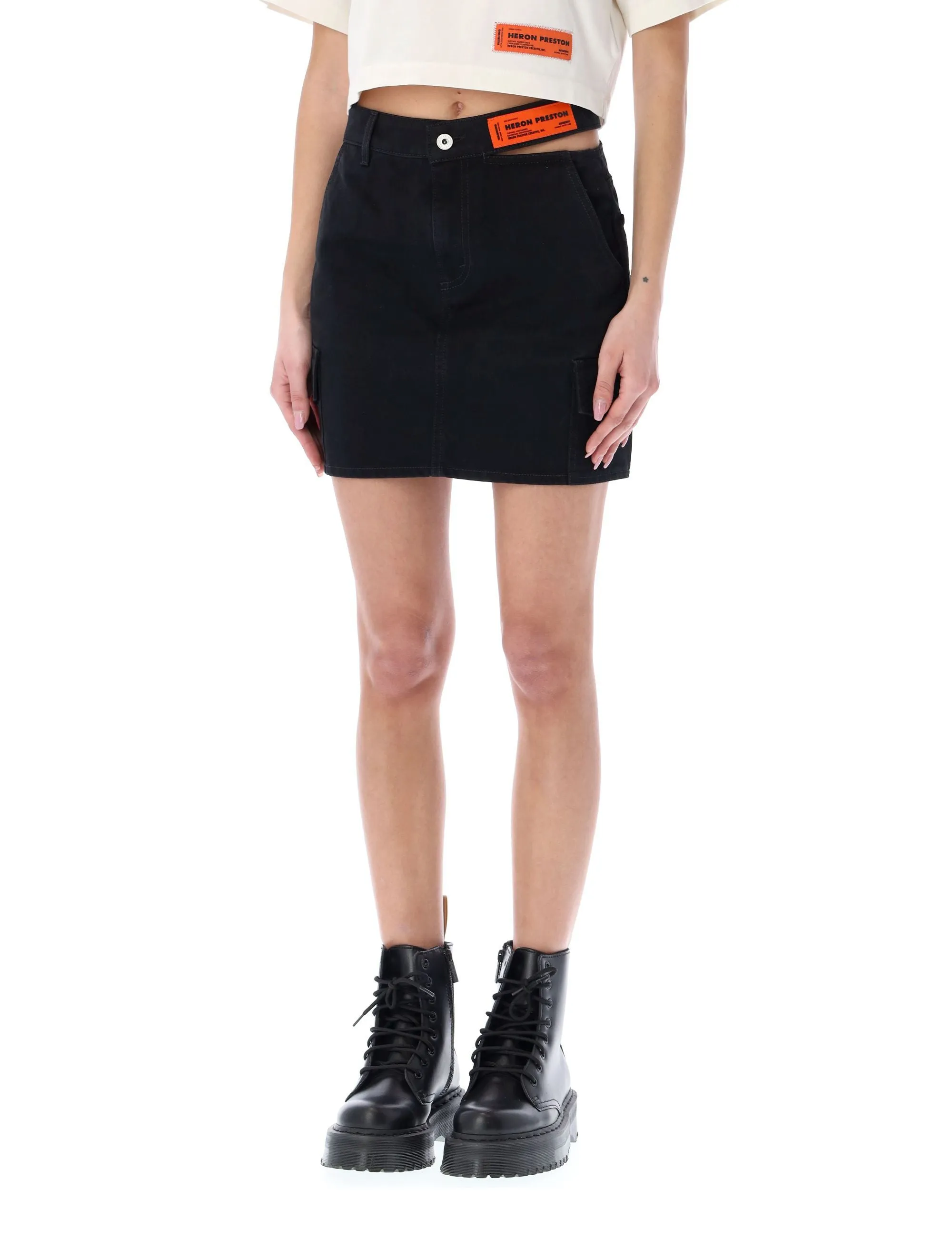 Heron Preston Logo Patch Cut-Out Mini Skirt