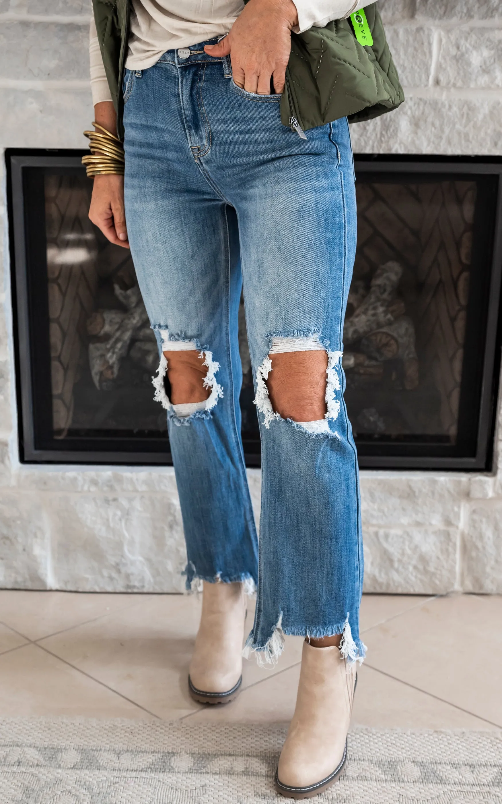 High Rise Straight Crop Denim Jeans | Risen - Final Sale
