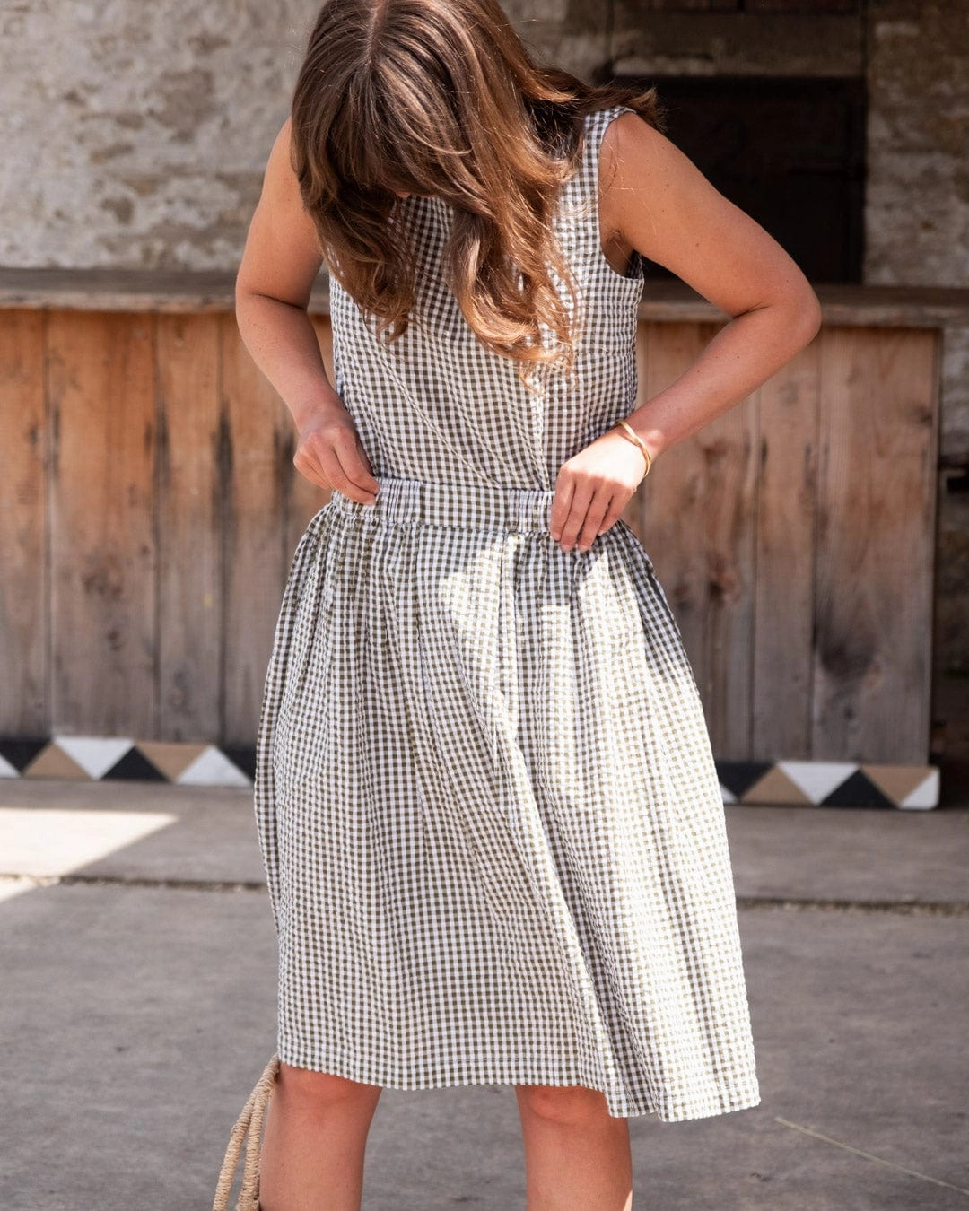Jordan Women's Cotton Casual Skirt | Olive Green Gingham