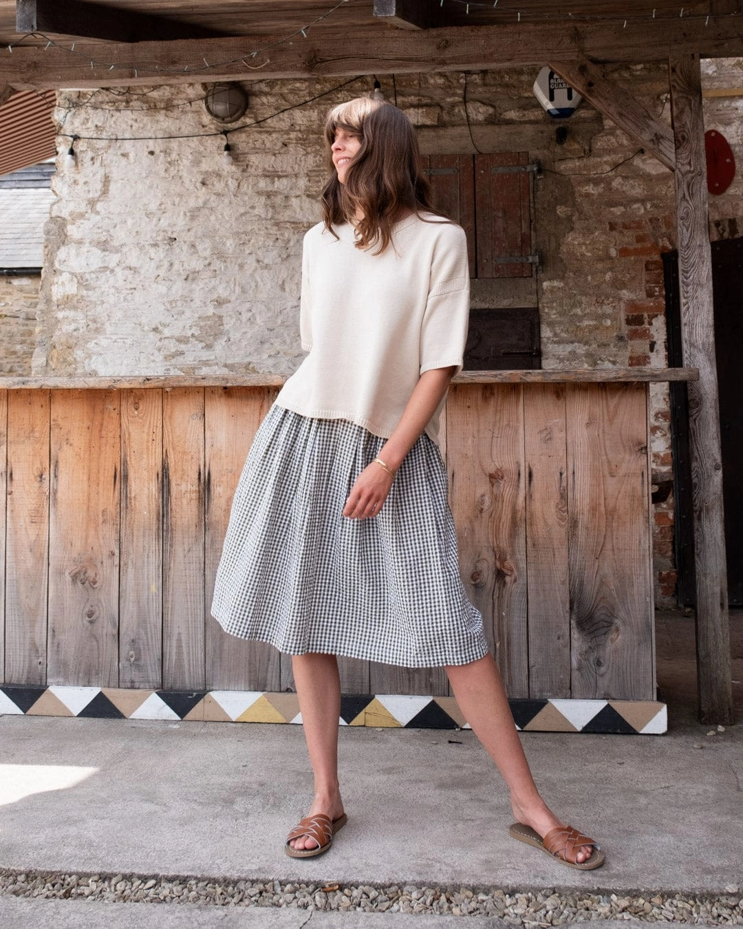 Jordan Women's Cotton Casual Skirt | Olive Green Gingham