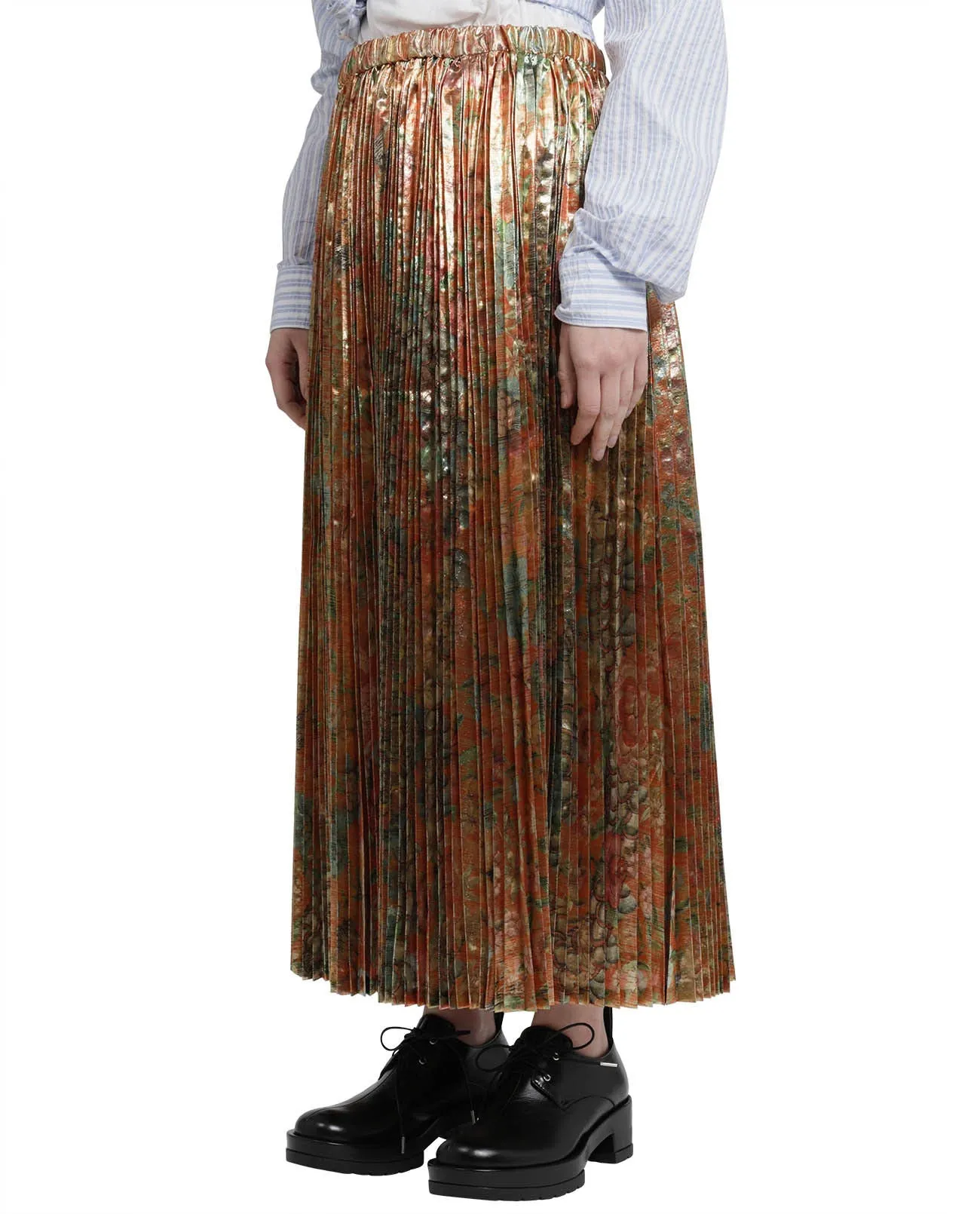 Junya Watanabe Floral Print Pleated Midi Skirt