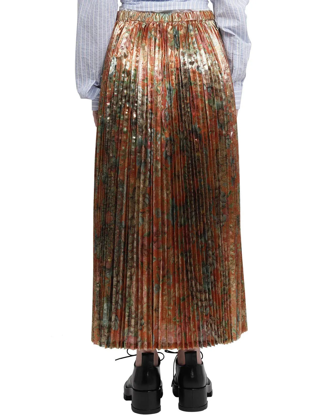 Junya Watanabe Floral Print Pleated Midi Skirt