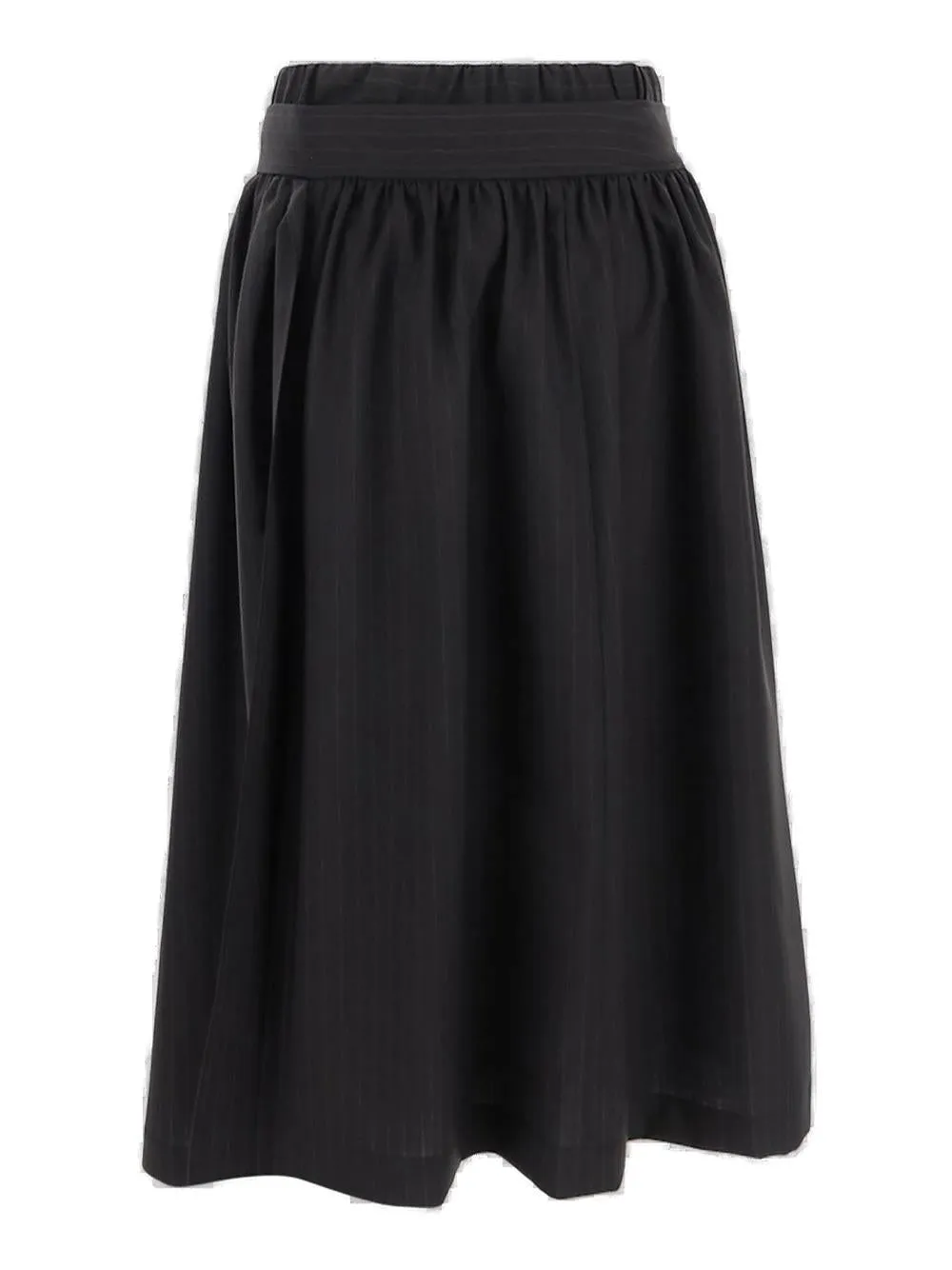 Junya Watanabe Pinstripe Belted Midi Skirt