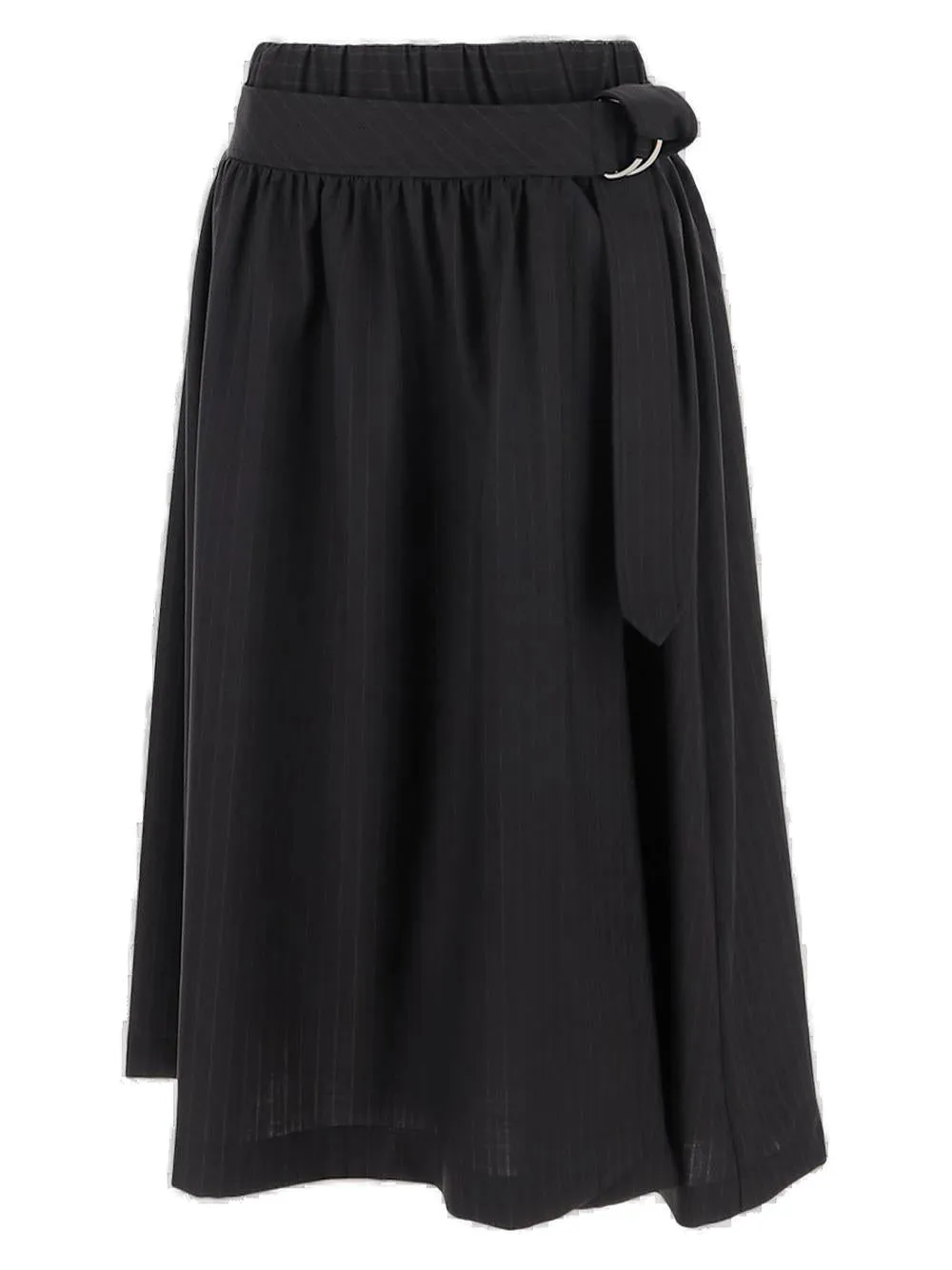 Junya Watanabe Pinstripe Belted Midi Skirt