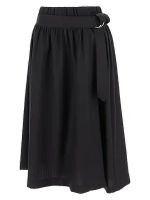 Junya Watanabe Pinstripe Belted Midi Skirt