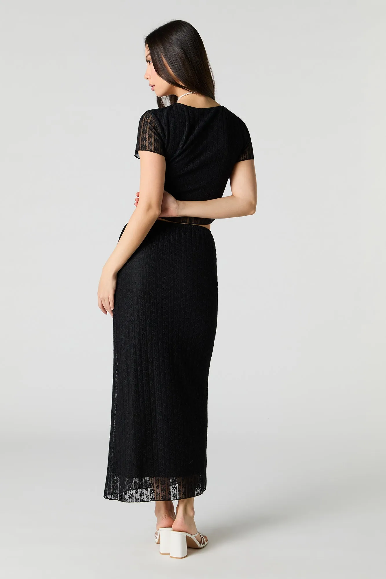 Jupe maxi en dentelle fleurie