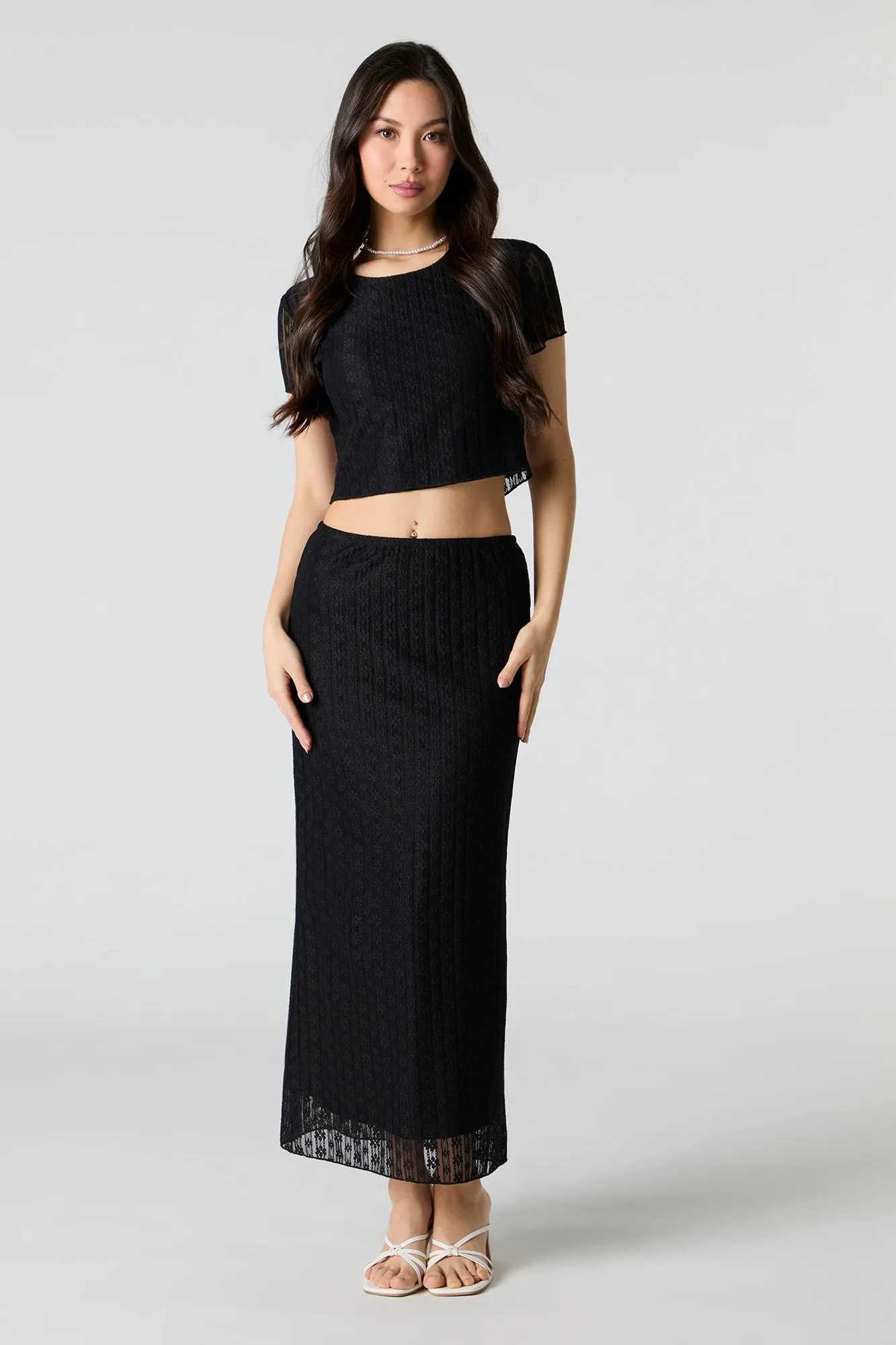 Jupe maxi en dentelle fleurie