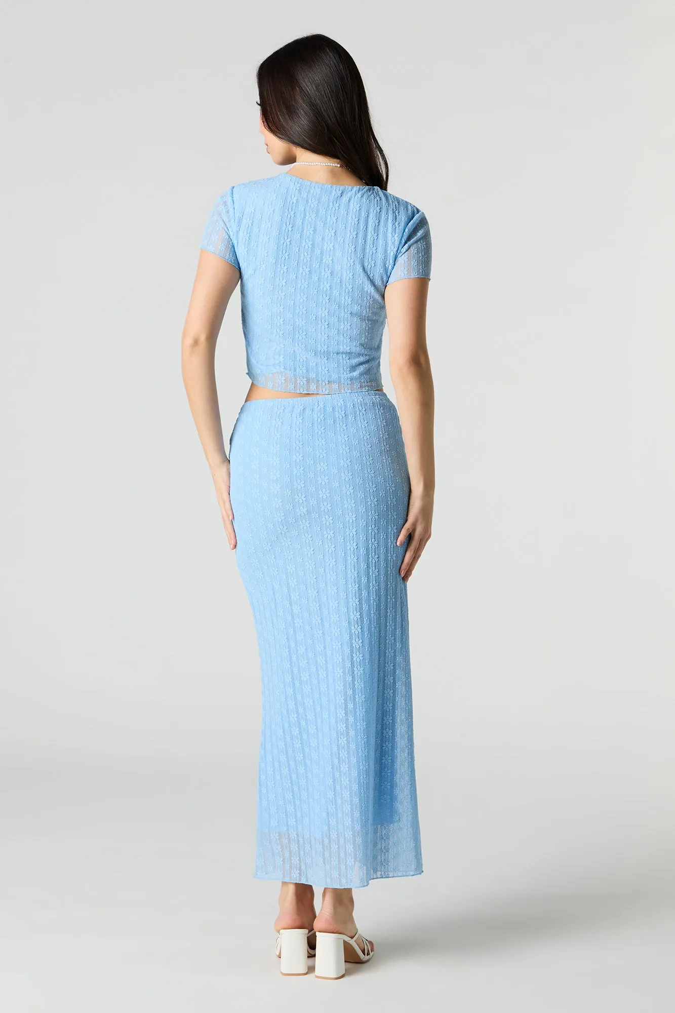 Jupe maxi en dentelle fleurie