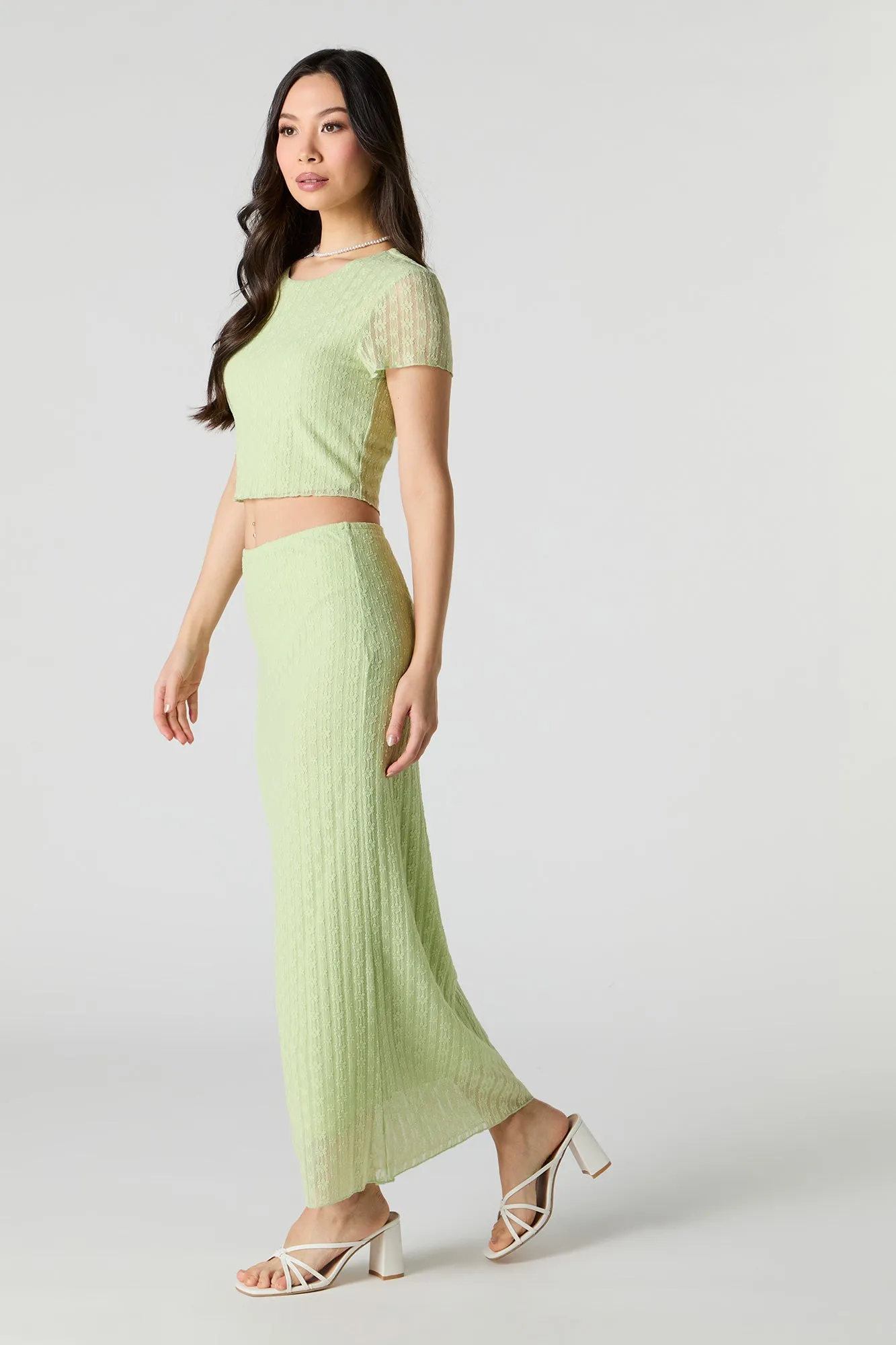 Jupe maxi en dentelle fleurie