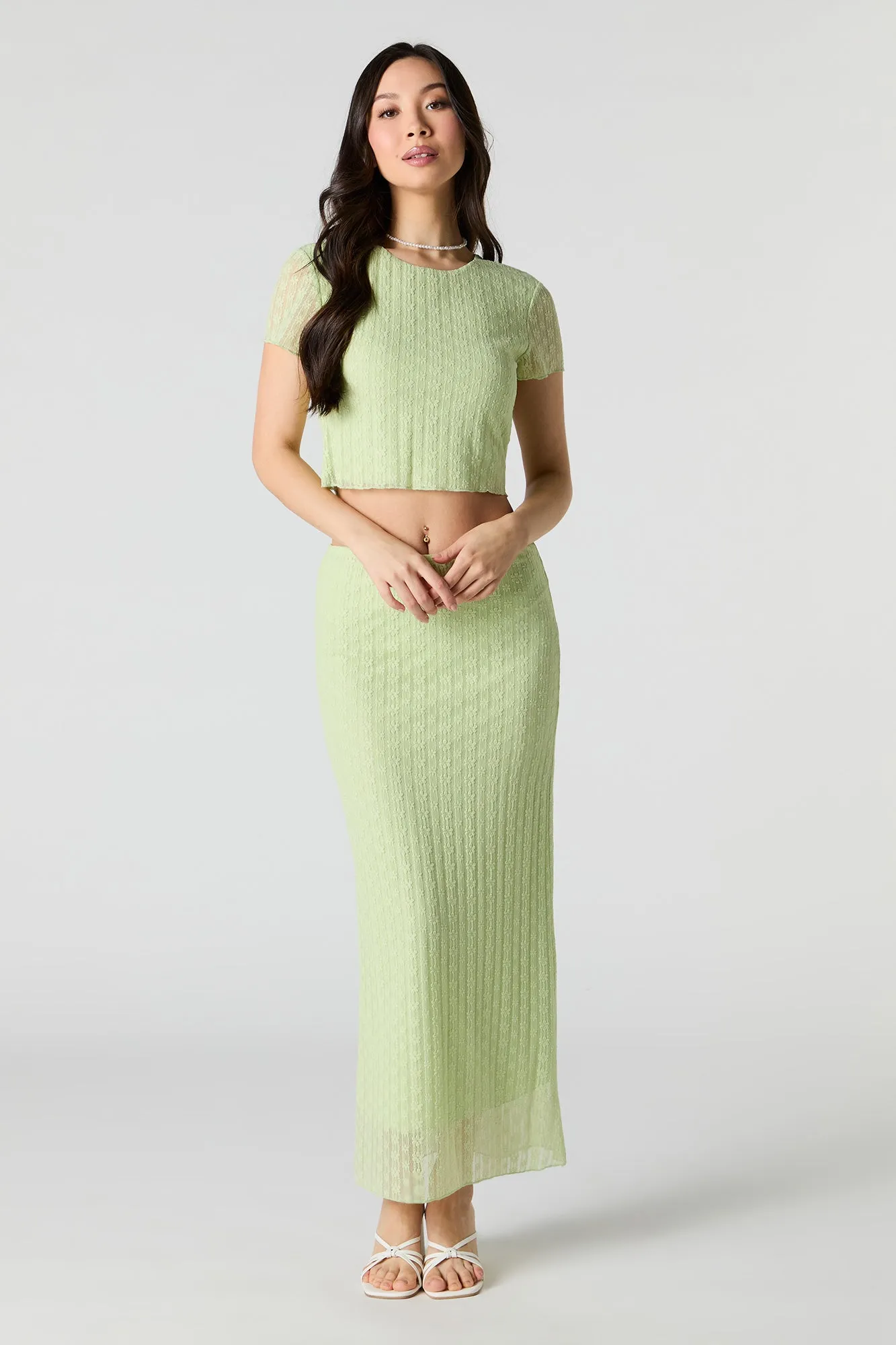 Jupe maxi en dentelle fleurie