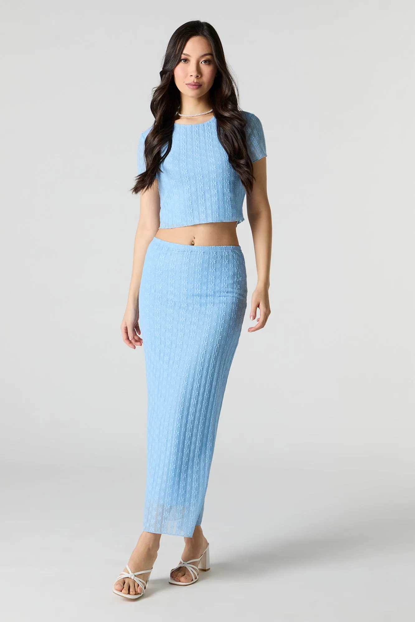 Jupe maxi en dentelle fleurie