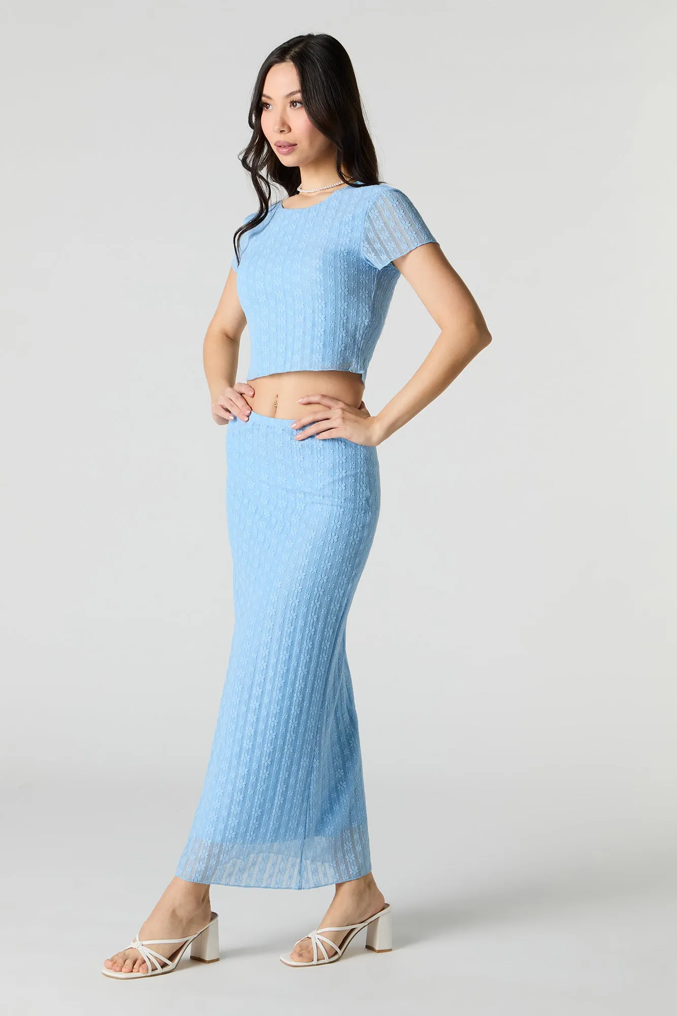 Jupe maxi en dentelle fleurie