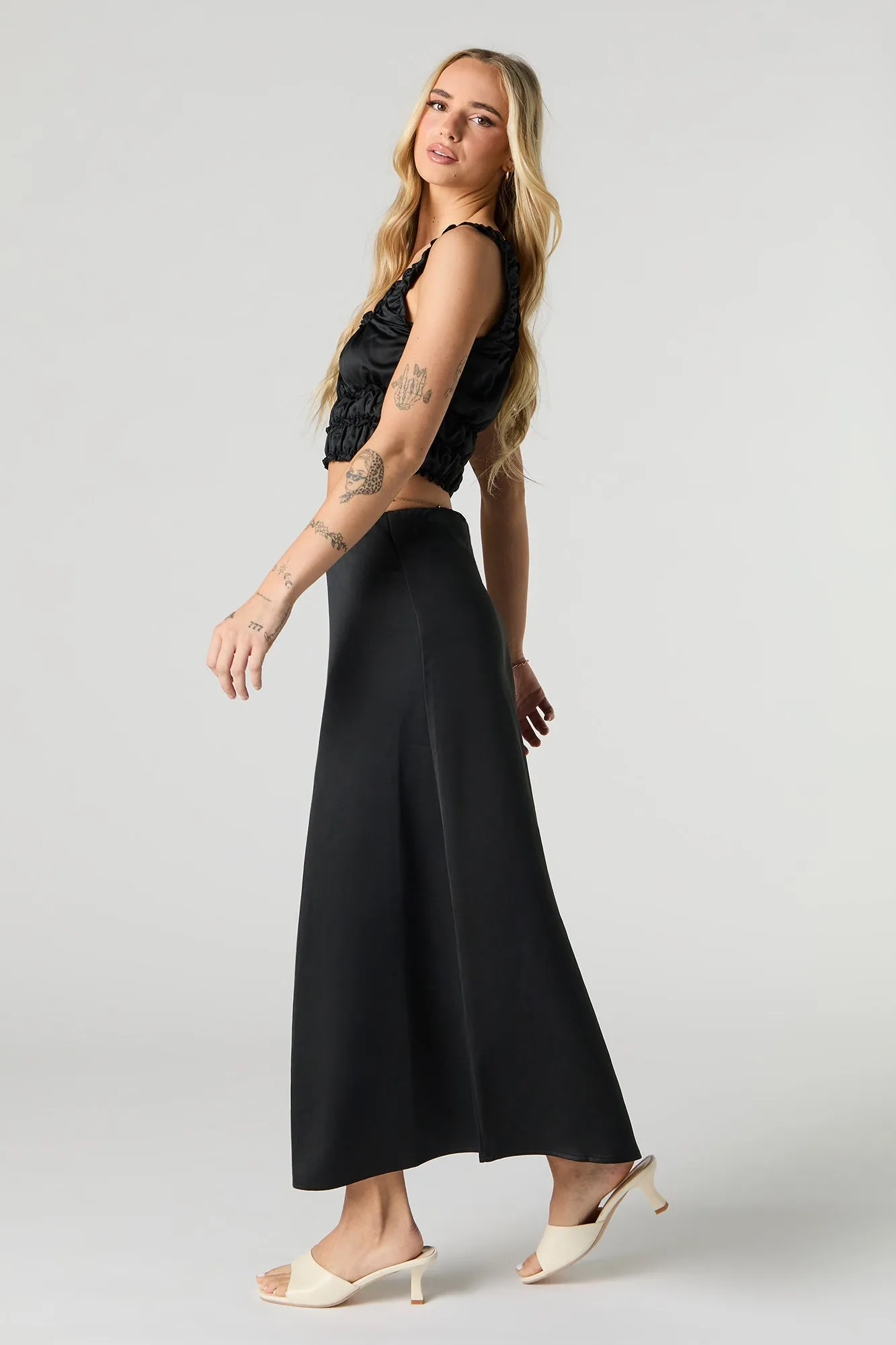 Jupe maxi en satin
