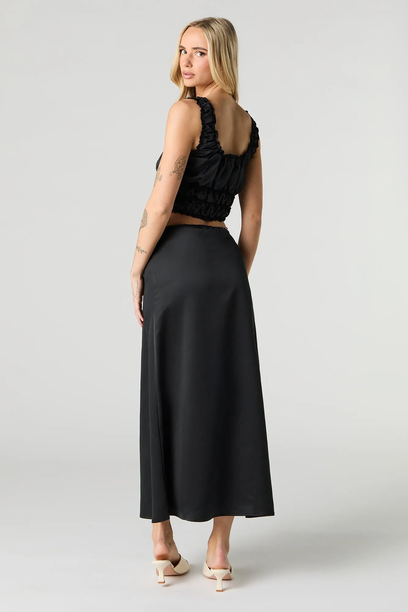 Jupe maxi en satin