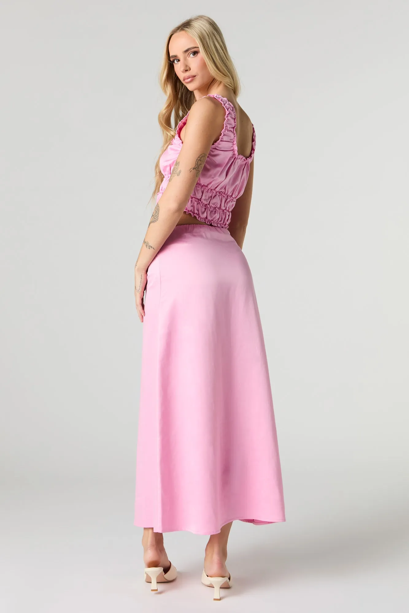 Jupe maxi en satin