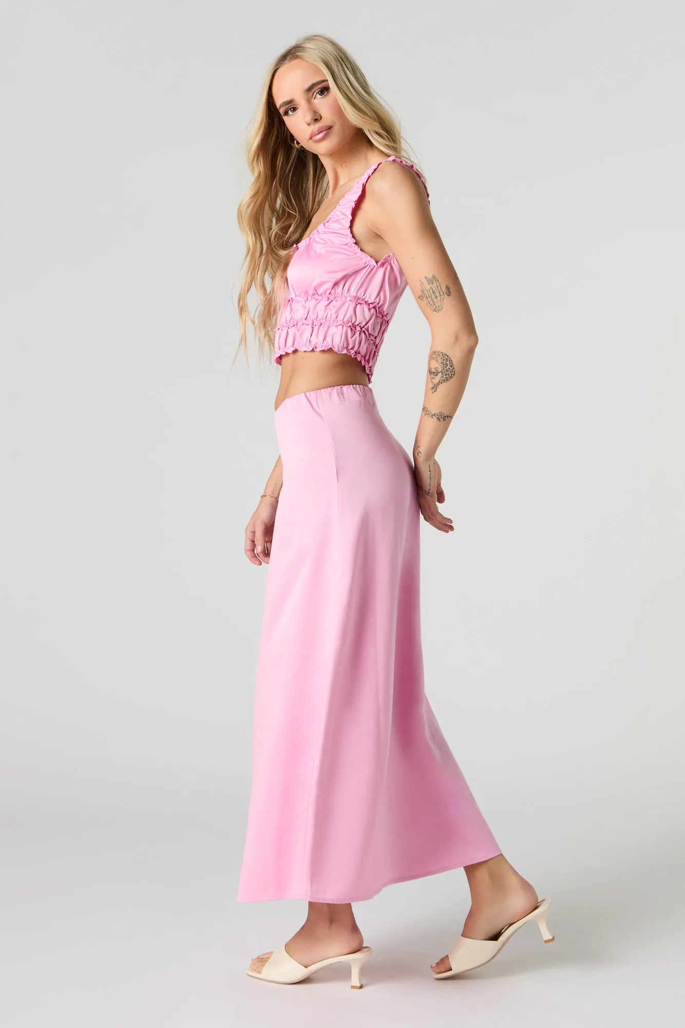 Jupe maxi en satin