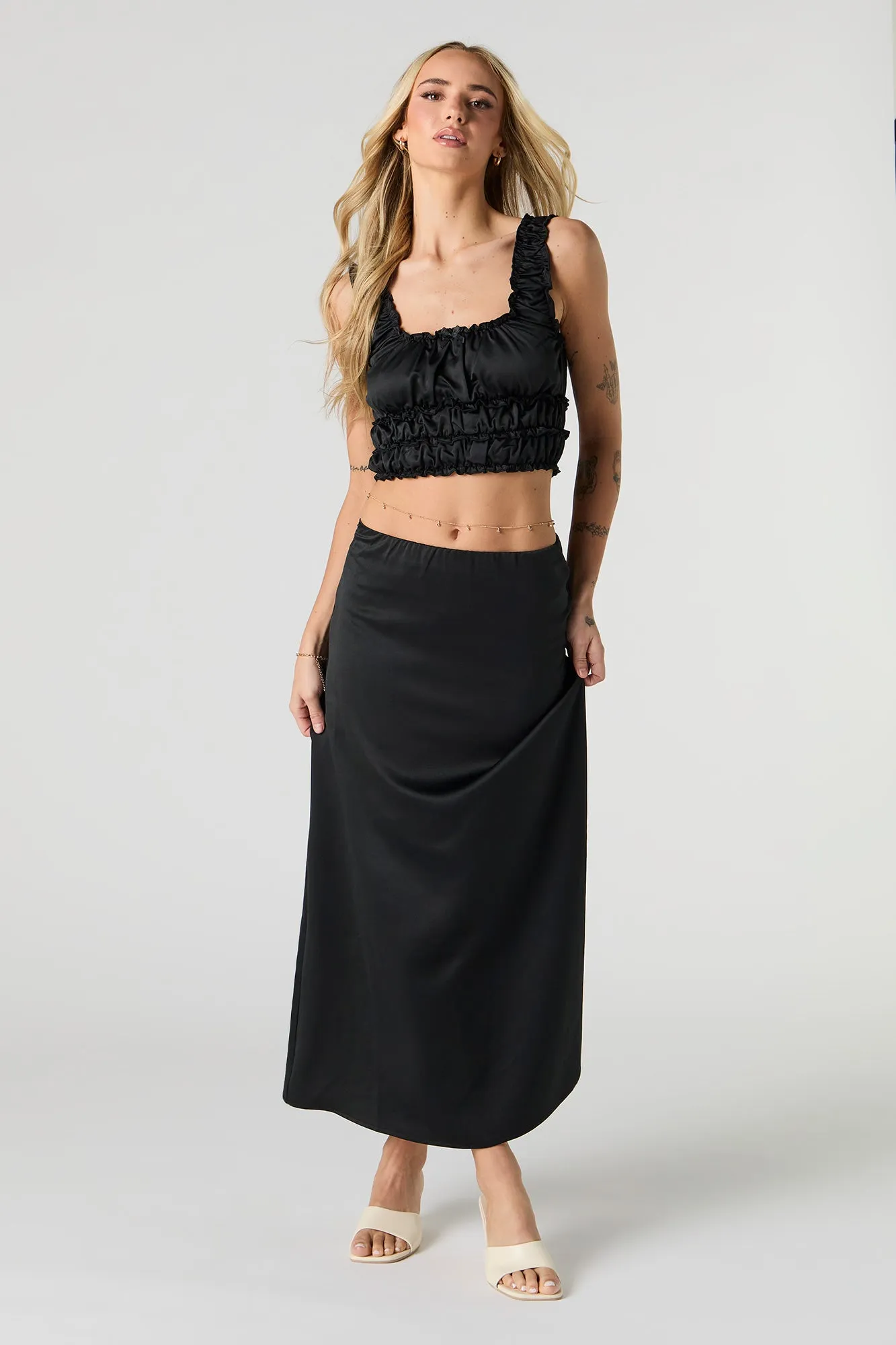 Jupe maxi en satin