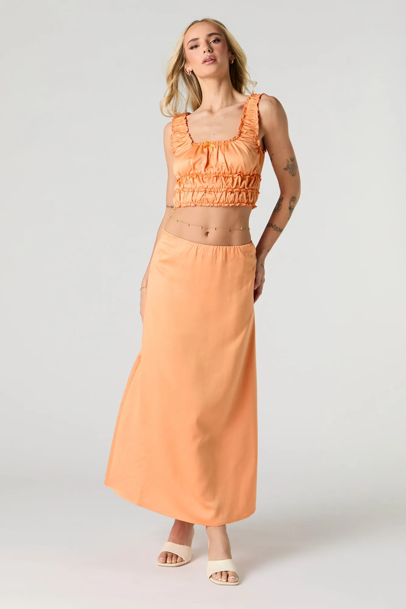 Jupe maxi en satin