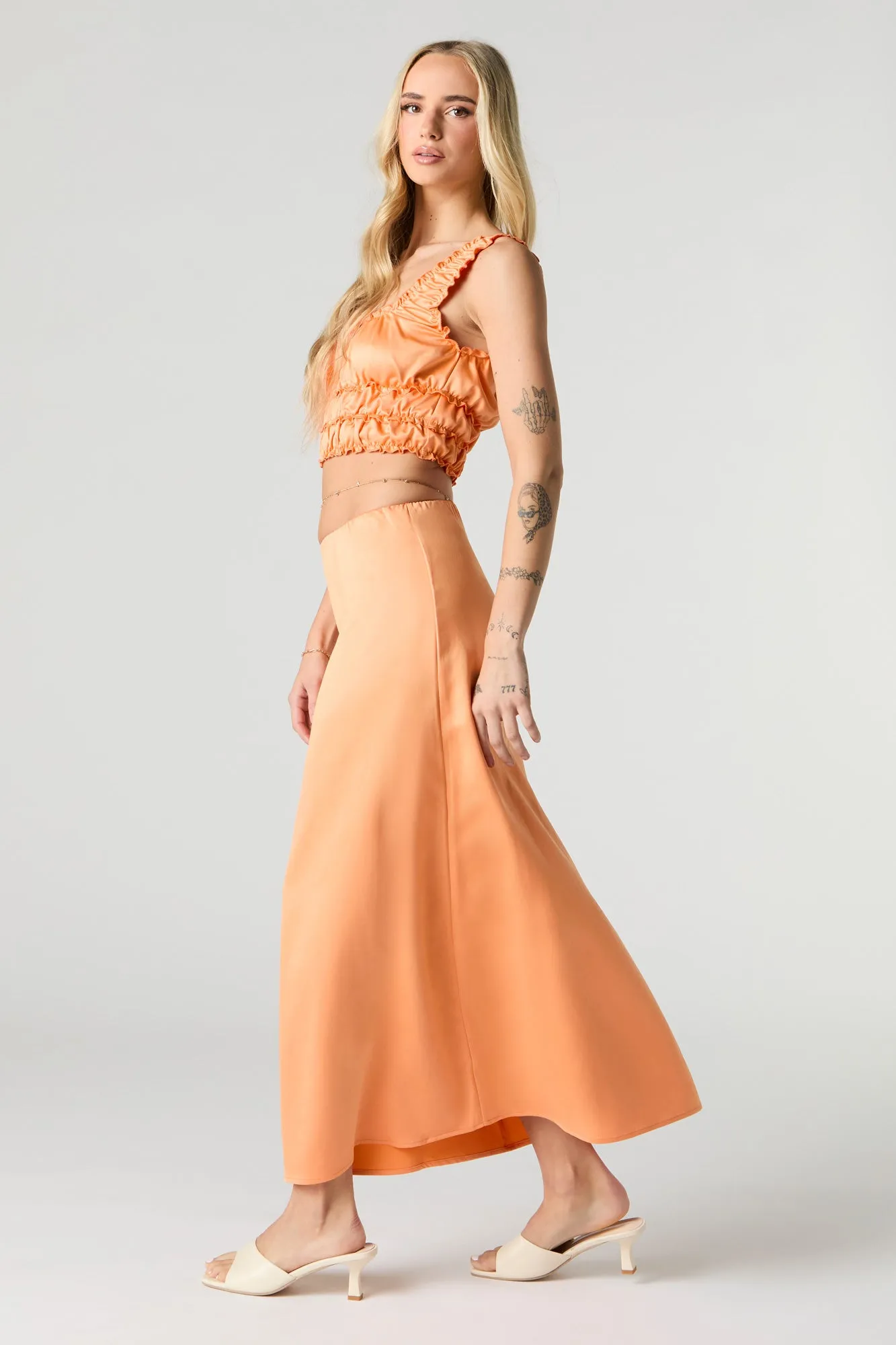 Jupe maxi en satin