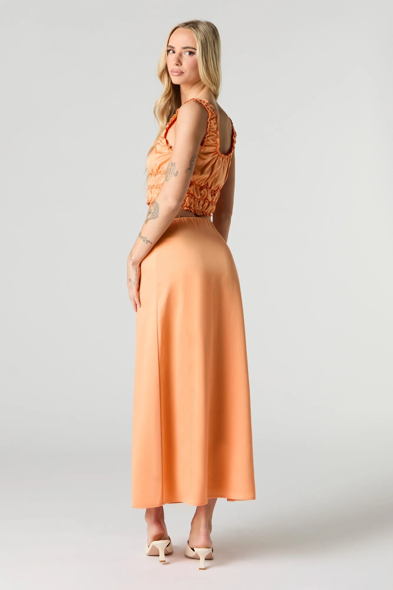 Jupe maxi en satin