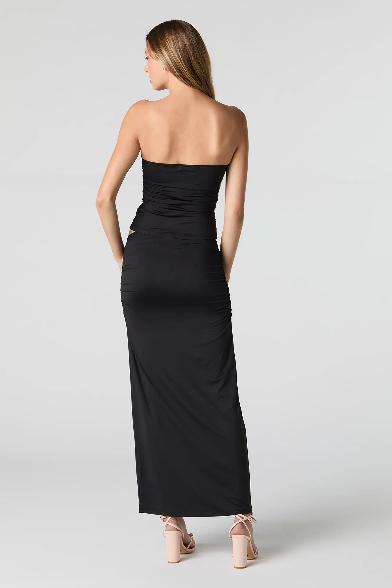 Jupe maxi profilée ruchée