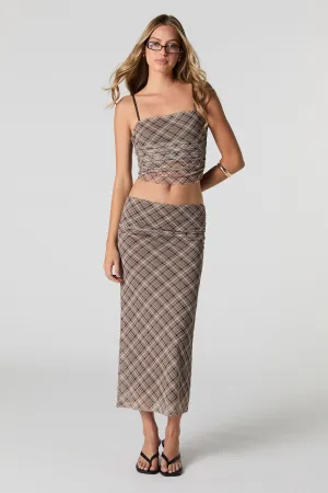 Jupe midi ruchée en filet