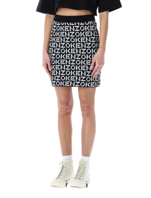 Kenzo Monogram Pattern Knit Mini Skirt