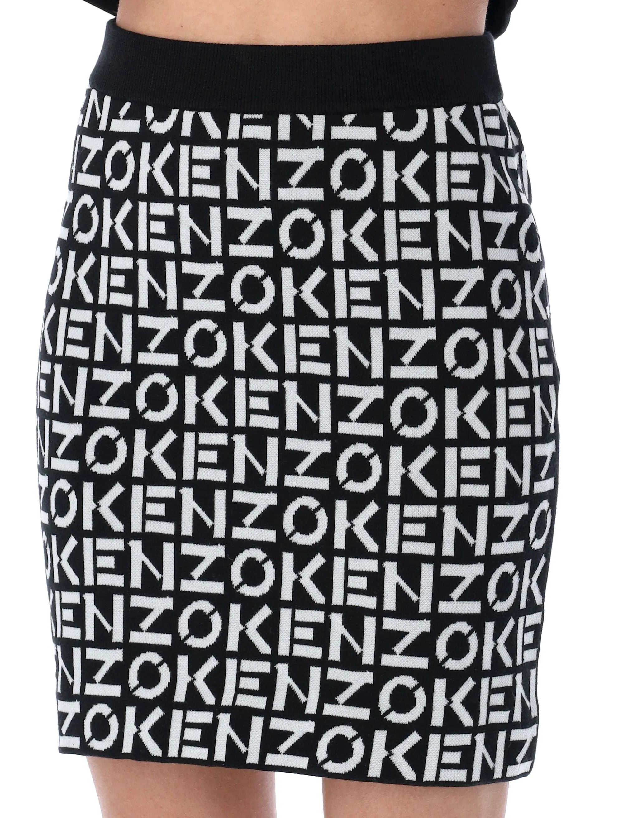 Kenzo Monogram Pattern Knit Mini Skirt