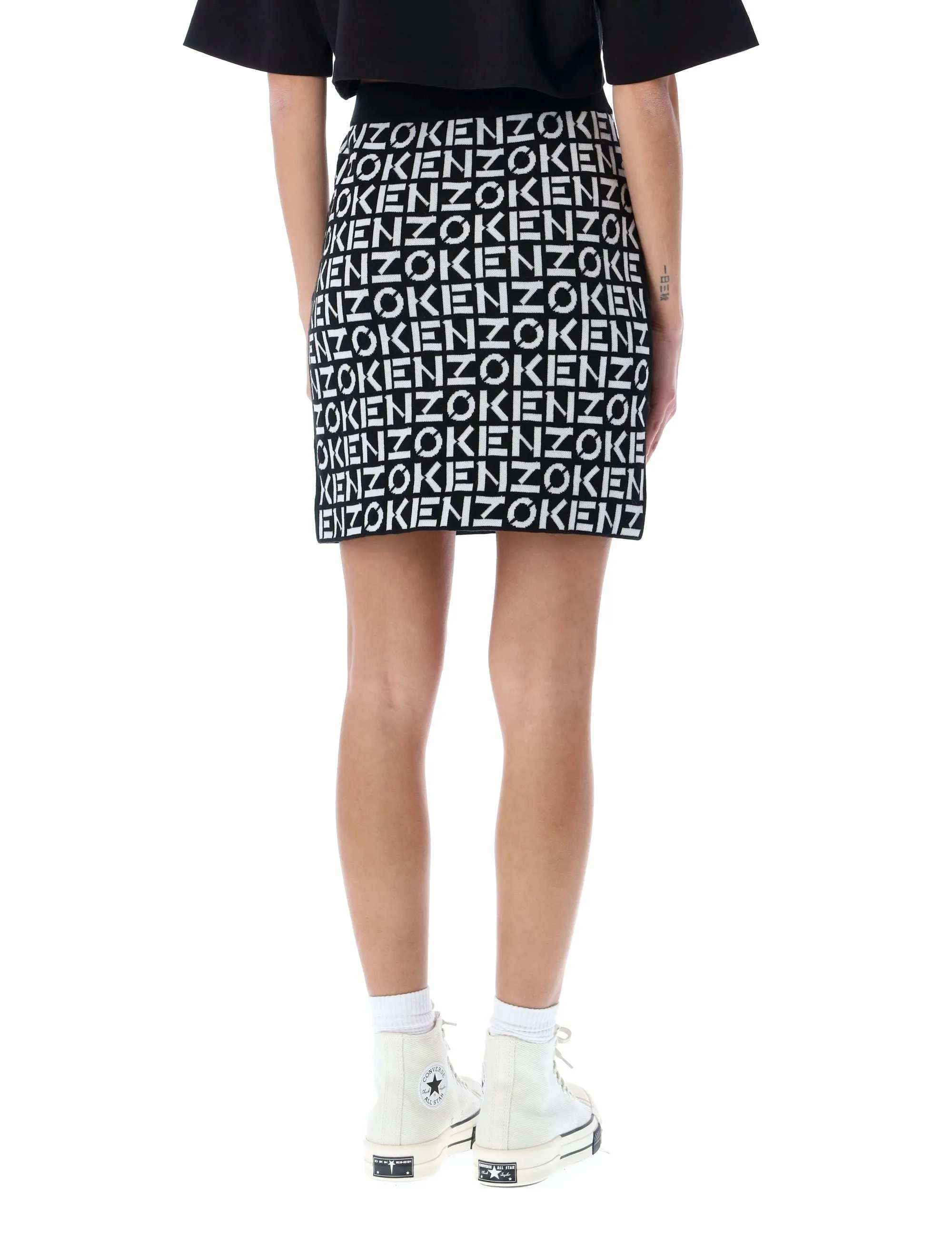 Kenzo Monogram Pattern Knit Mini Skirt