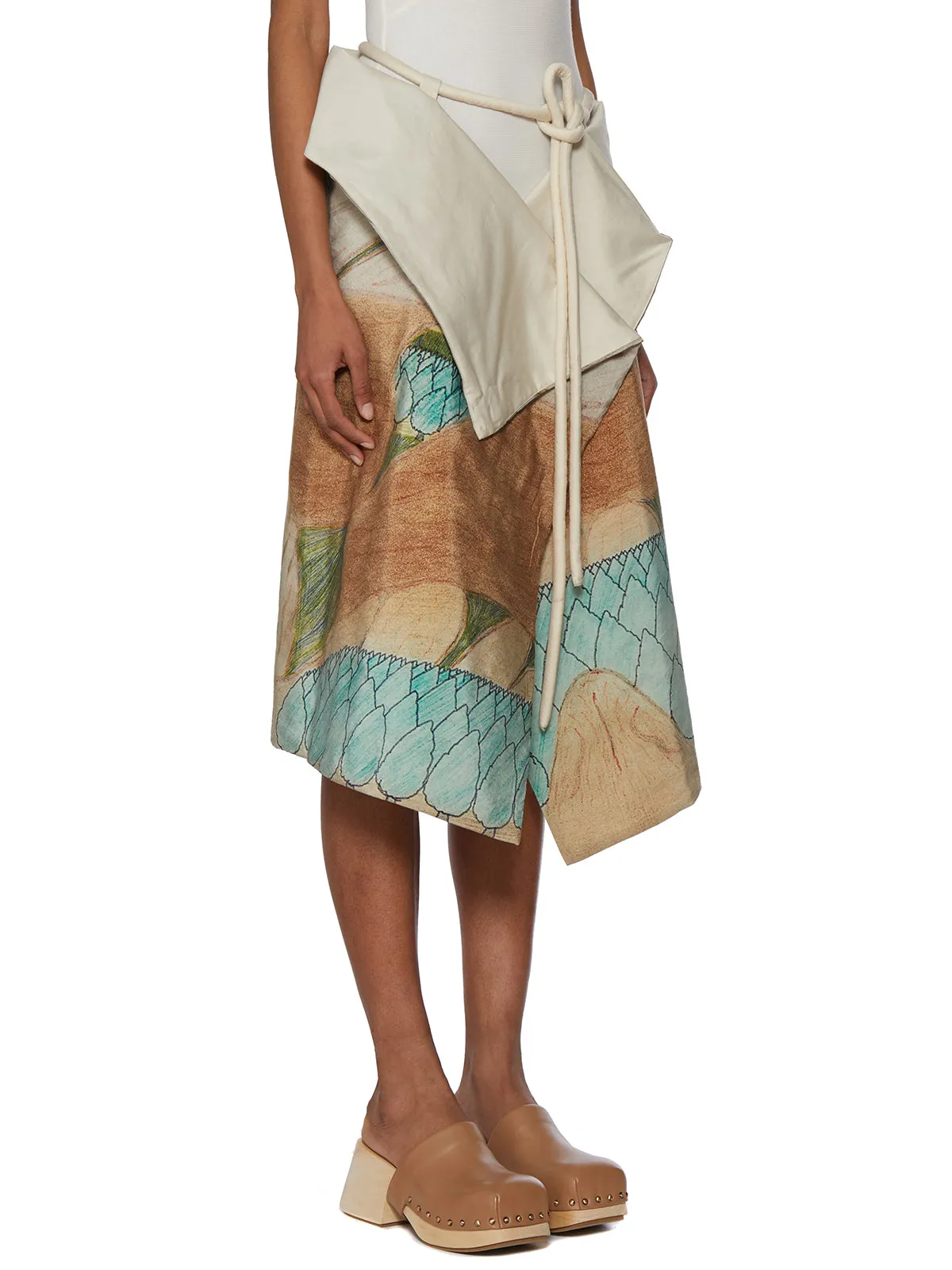 Lemaire Abstract Printed Folded Edge Midi Skirt
