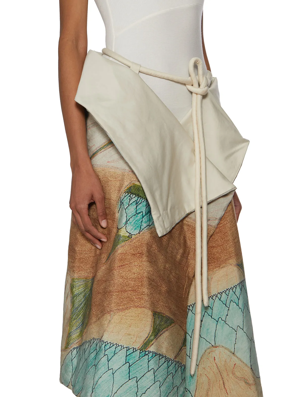 Lemaire Abstract Printed Folded Edge Midi Skirt